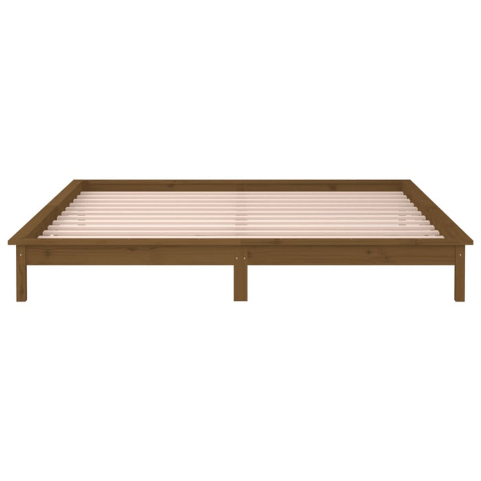 LED Bed Frame without Mattress Honey Brown 160x200 cm Solid Wood