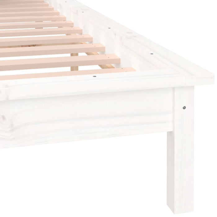 LED Bed Frame without Mattress White 200x200 cm Solid Wood