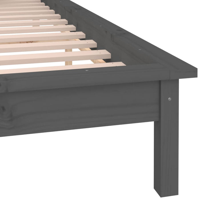 LED Bed Frame without Mattress Grey 200x200 cm Solid Wood