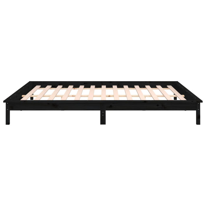 LED Bed Frame without Mattress Black 200x200 cm Solid Wood