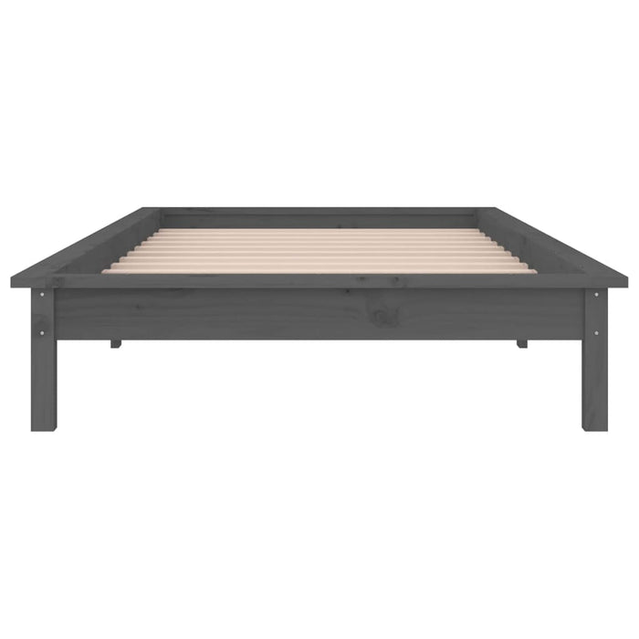 LED Bed Frame without Mattress Grey 75x190 cm Small Single  Solid Wood