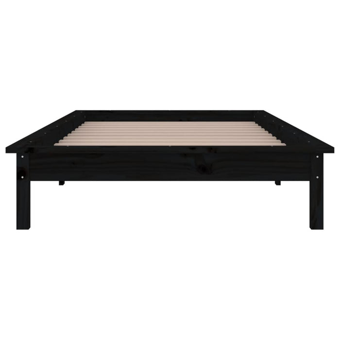 LED Bed Frame without Mattress Black 75x190 cm Small Single  Solid Wood