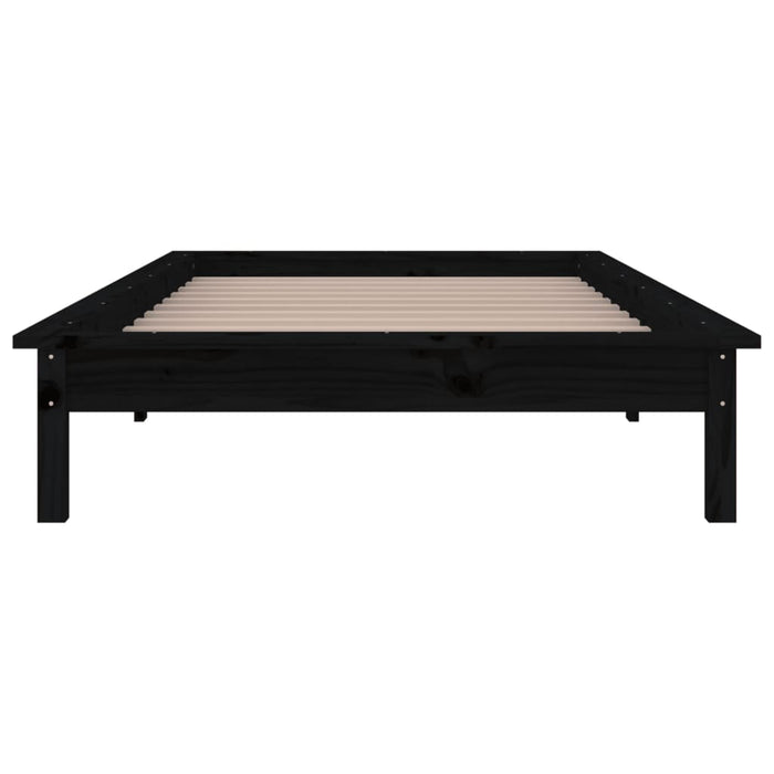 LED Bed Frame without Mattress Black 90x190 cm Single Single Solid Wood