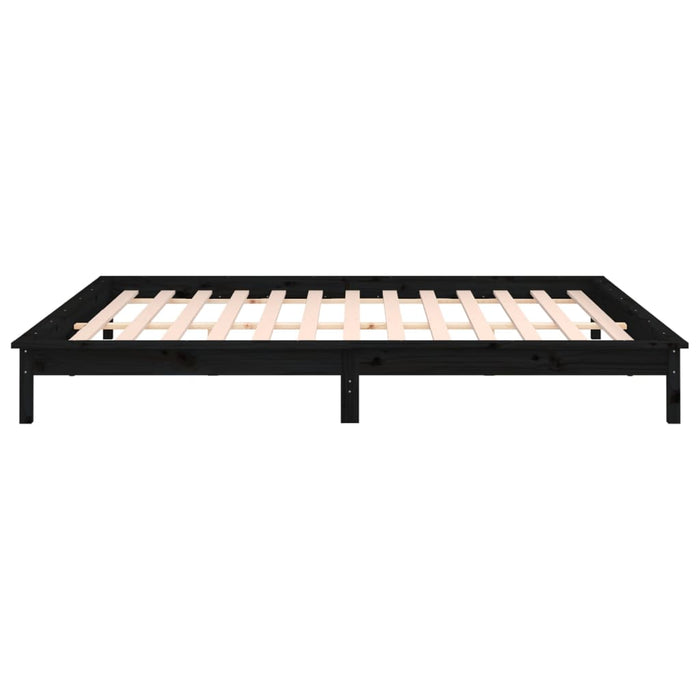 LED Bed Frame without Mattress Black 120x190 cm Small Double  Solid Wood