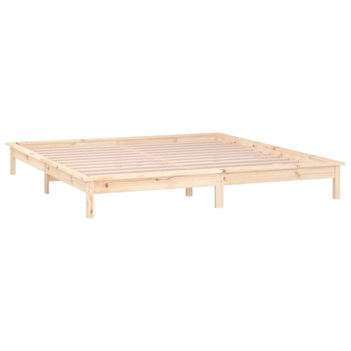 LED Bed Frame without Mattress 135x190 cm Double Double Solid Wood