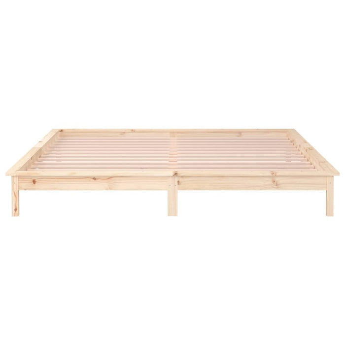 LED Bed Frame without Mattress 135x190 cm Double Double Solid Wood