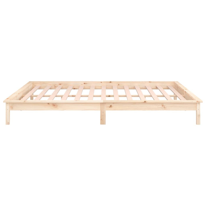 LED Bed Frame without Mattress 135x190 cm Double Double Solid Wood