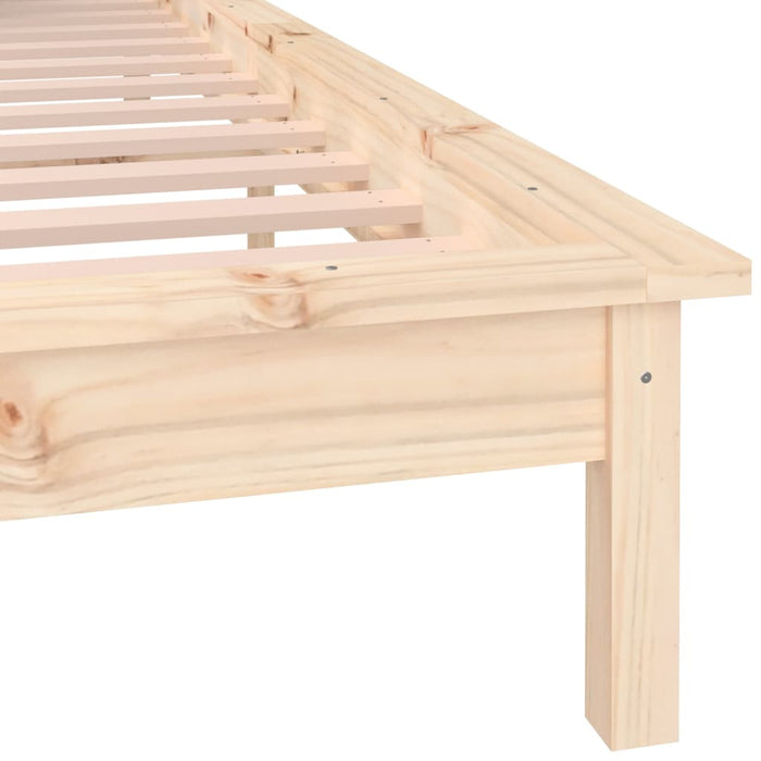 LED Bed Frame without Mattress 135x190 cm Double Double Solid Wood