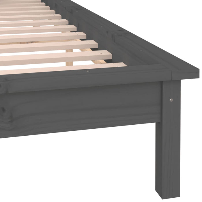 LED Bed Frame without Mattress Grey 135x190 cm Double Double Solid Wood