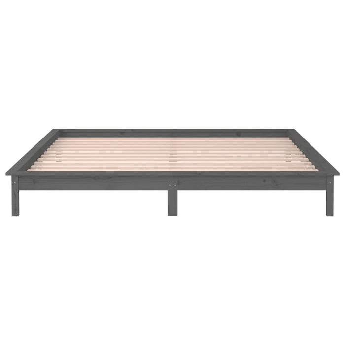 LED Bed Frame without Mattress Grey 140x190 cm Solid Wood