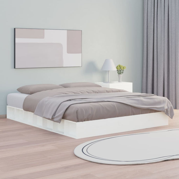 Bed Frame without Mattress White 160x200 cm Solid Wood