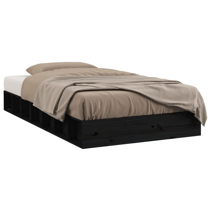 Bed Frame without Mattress Black 90x200 cm Solid Wood