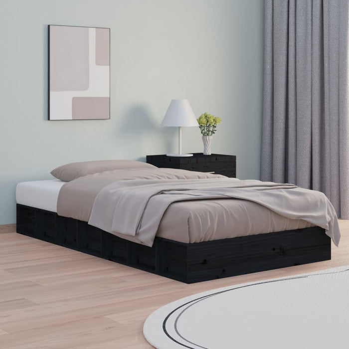 Bed Frame without Mattress Black 90x200 cm Solid Wood