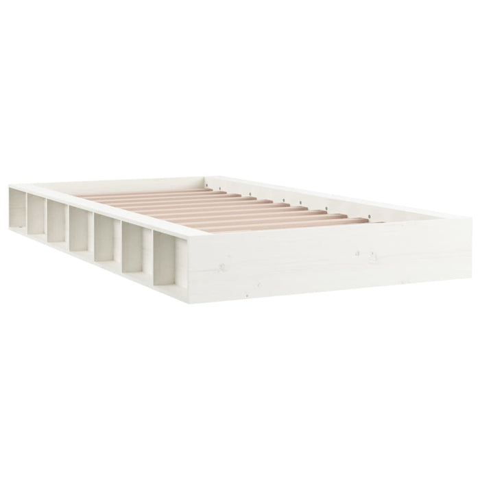 Bed Frame without Mattress White 75x190 cm Small Single  Solid Wood