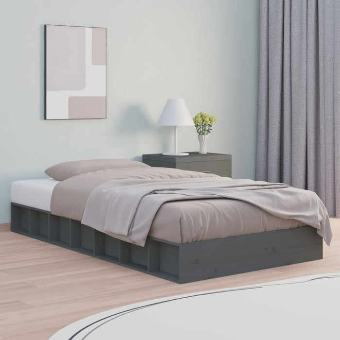 Bed Frame without Mattress Grey 75x190 cm Small Single Small Single Solid Wood