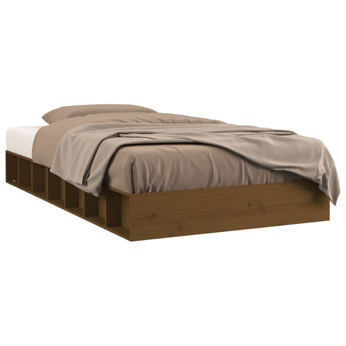 Bed Frame without Mattress Honey Brown 75x190 cm Small Single  Solid Wood