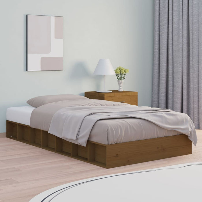 Bed Frame without Mattress Honey Brown 75x190 cm Small Single  Solid Wood