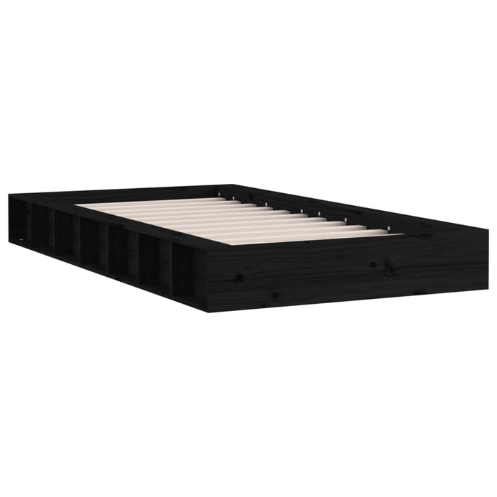 Bed Frame without Mattress Black 75x190 cm Small Single  Solid Wood