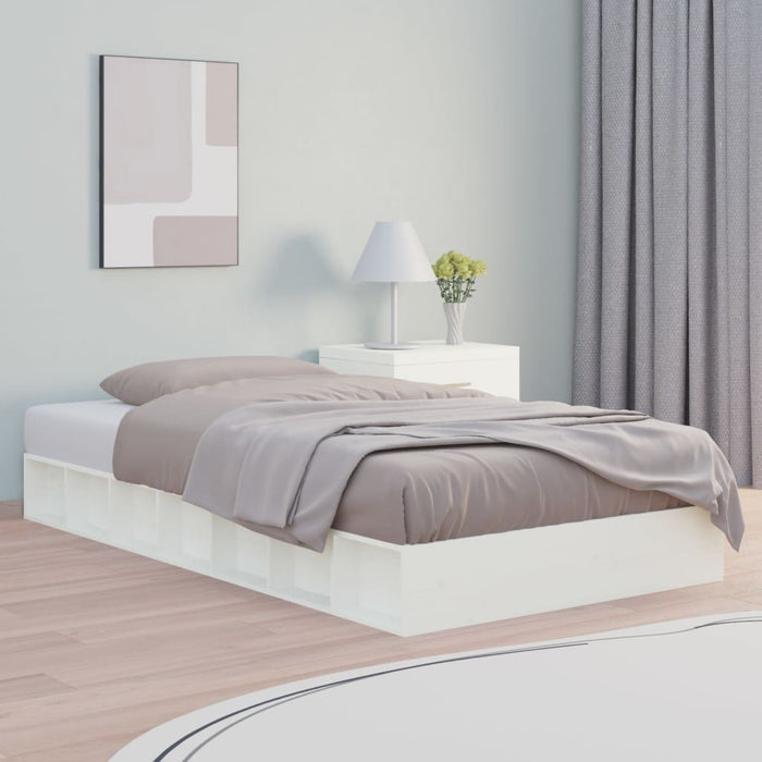 Bed Frame without Mattress White 90x190 cm Single Single Solid Wood