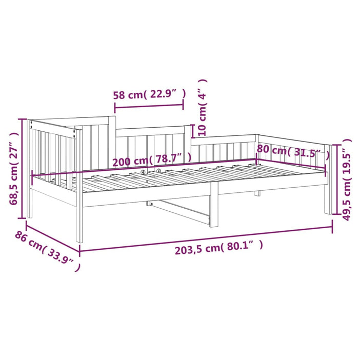 Day Bed without Mattress Honey Brown 80x200 cm Solid Wood Pine