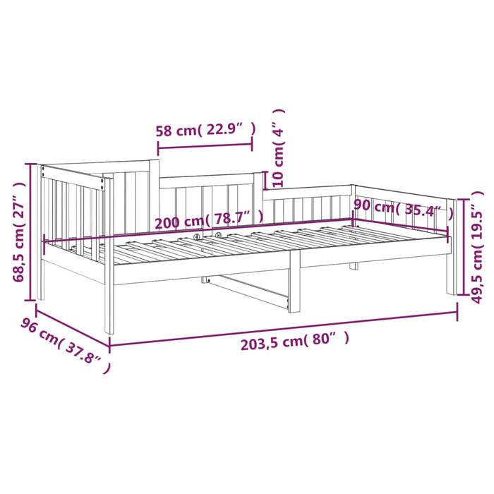 Day Bed without Mattress 90x200 cm Solid Wood Pine