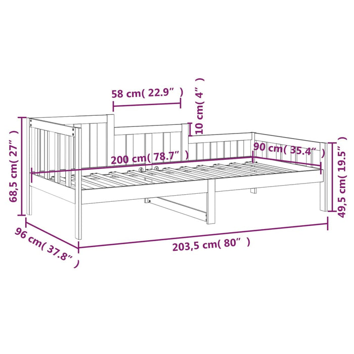 Day Bed without Mattress Grey 90x200 cm Solid Wood Pine