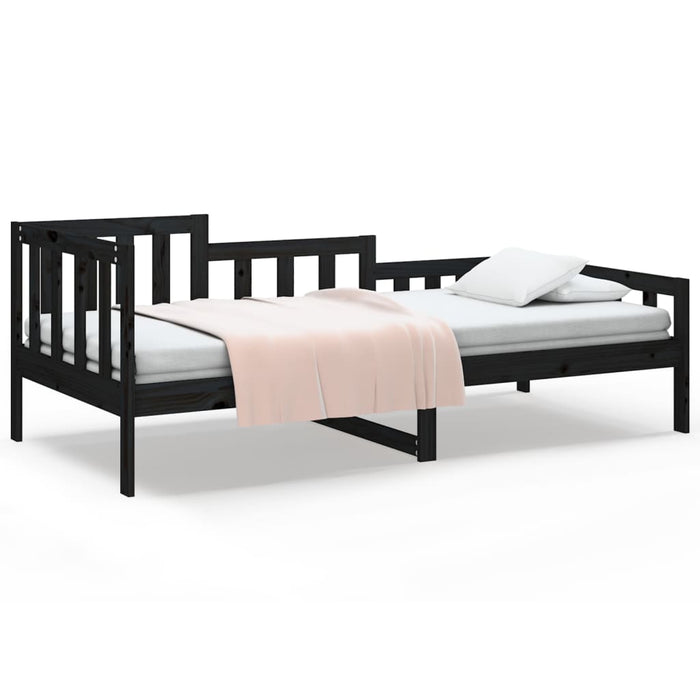 Day Bed without Mattress Black 90x200 cm Solid Wood Pine