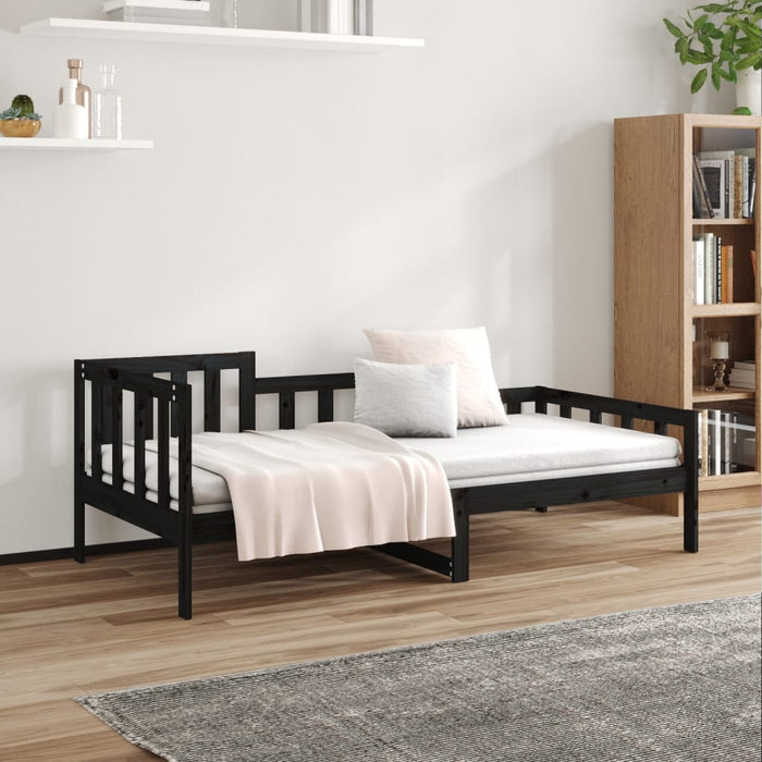 Day Bed without Mattress Black 90x200 cm Solid Wood Pine