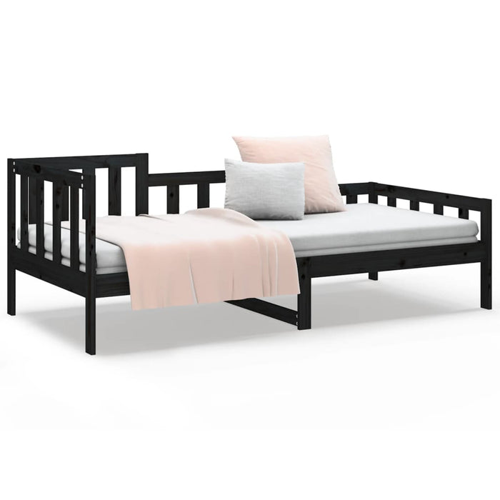 Day Bed without Mattress Black 90x200 cm Solid Wood Pine