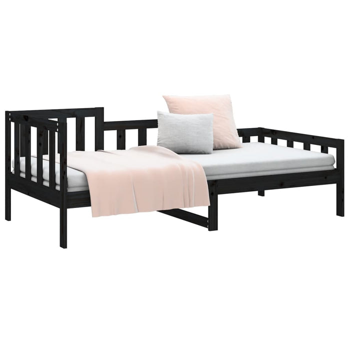 Day Bed without Mattress Black 90x200 cm Solid Wood Pine