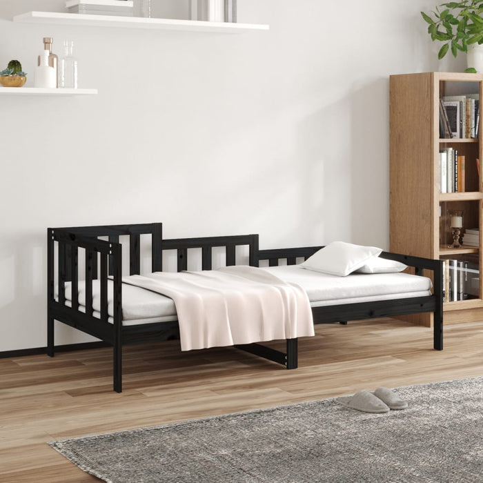 Day Bed without Mattress Black 90x200 cm Solid Wood Pine