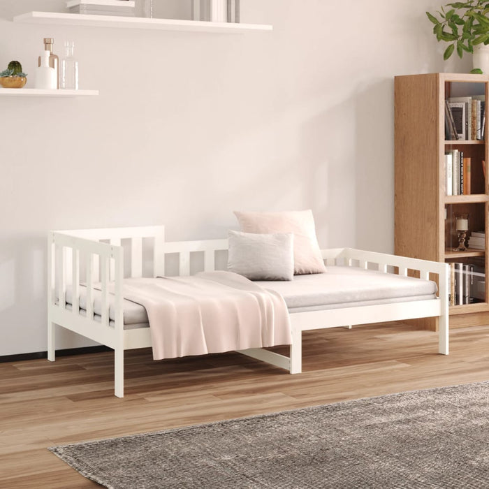 Day Bed without Mattress White 90x190 cm Single Solid Wood Pine