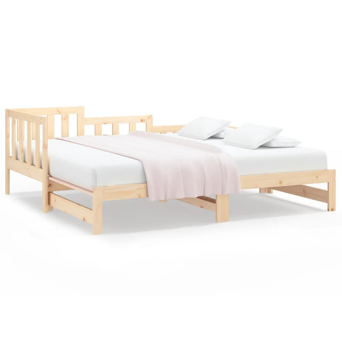 Pull-out Day Bed without Mattress 2x(80x200) cm Solid Wood Pine