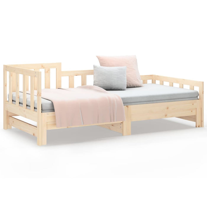 Pull-out Day Bed without Mattress 2x(80x200) cm Solid Wood Pine