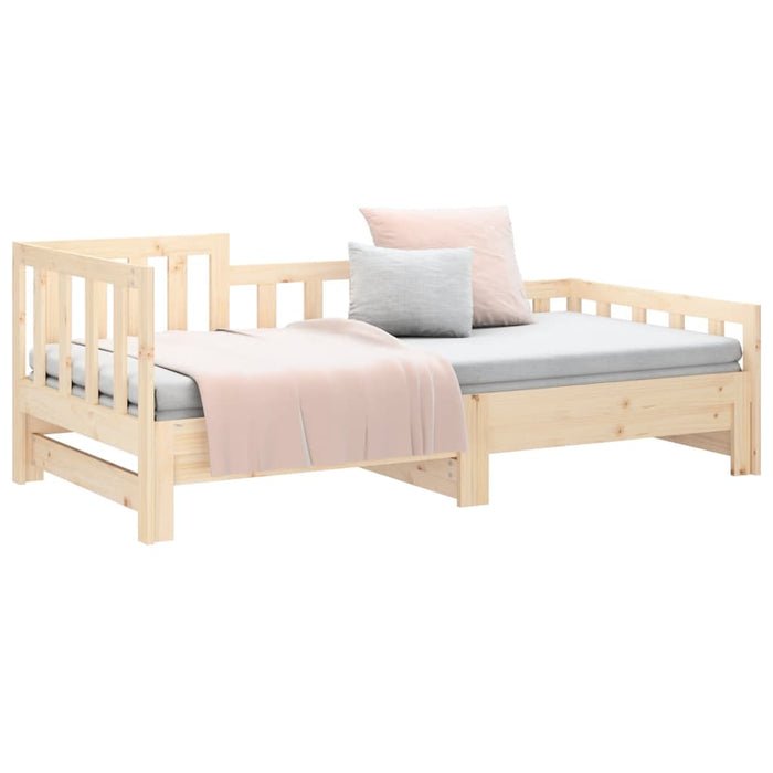 Pull-out Day Bed without Mattress 2x(80x200) cm Solid Wood Pine