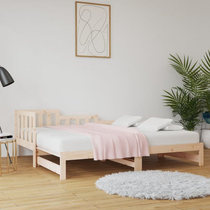 Pull-out Day Bed without Mattress 2x(80x200) cm Solid Wood Pine