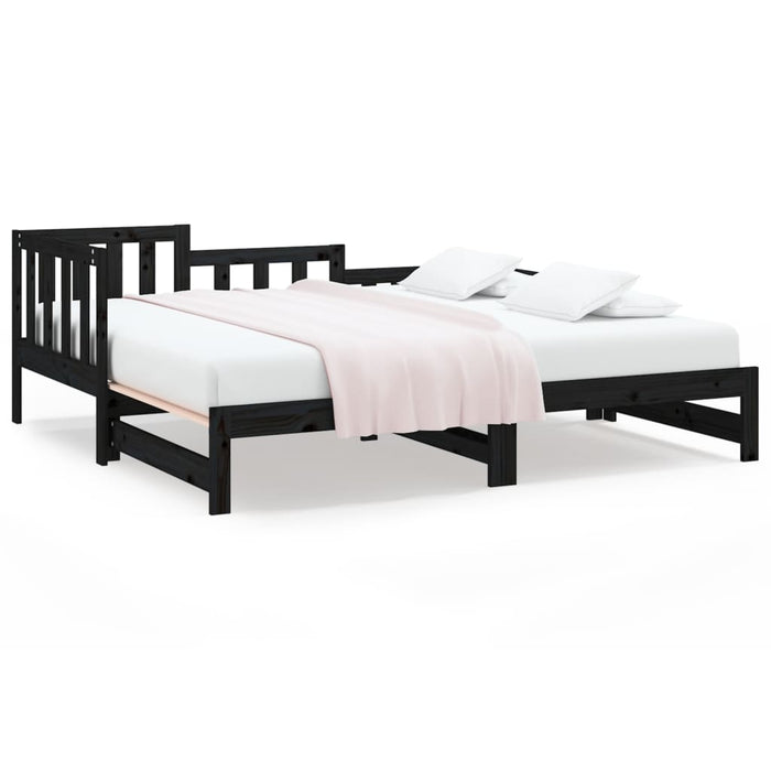 Pull-out Day Bed without Mattress Black 2x cm Solid Wood Pine