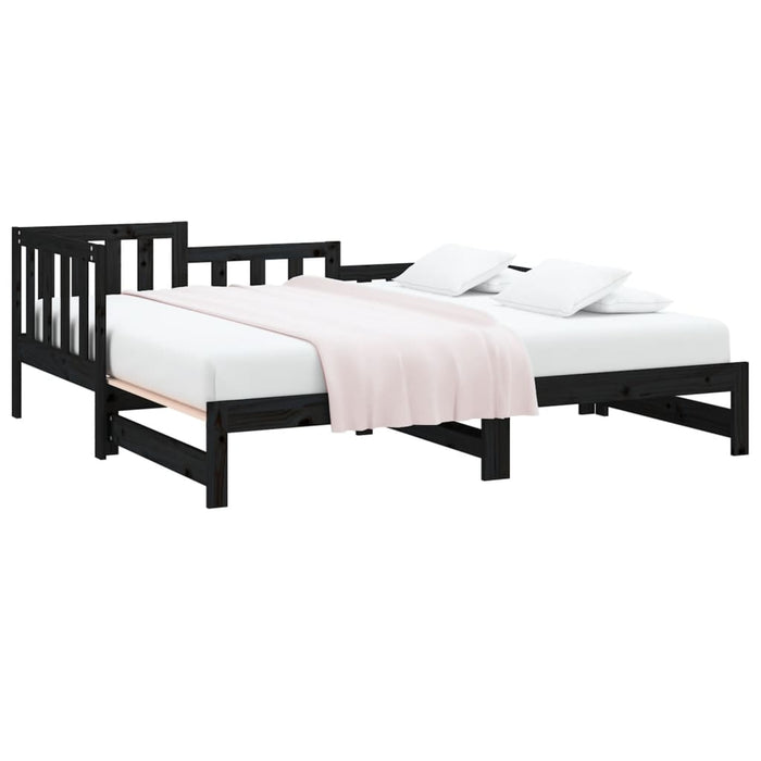 Pull-out Day Bed without Mattress Black 2x cm Solid Wood Pine