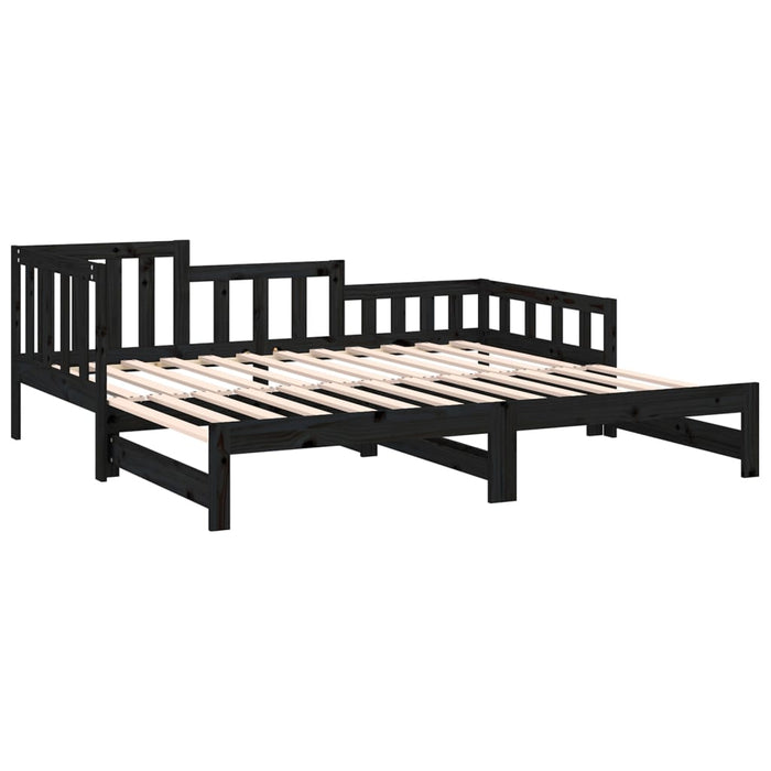 Pull-out Day Bed without Mattress Black 2x cm Solid Wood Pine