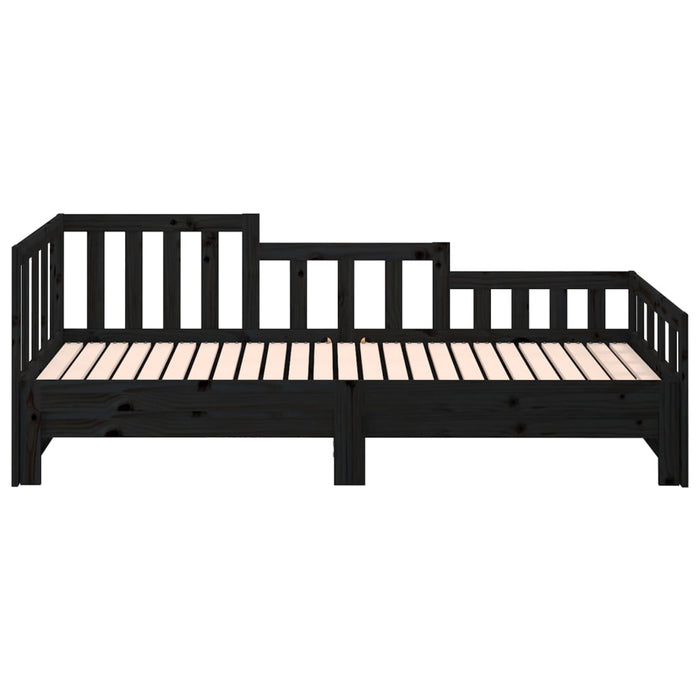 Pull-out Day Bed without Mattress Black 2x cm Solid Wood Pine