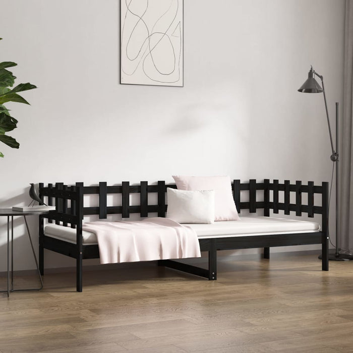 Day Bed without Mattress Black 80x200 cm Solid Wood Pine