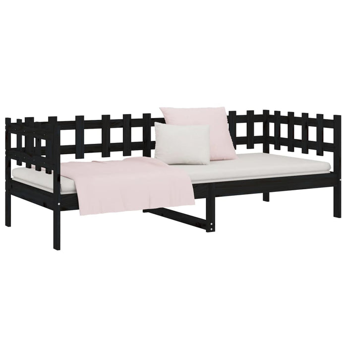 Day Bed without Mattress Black 80x200 cm Solid Wood Pine