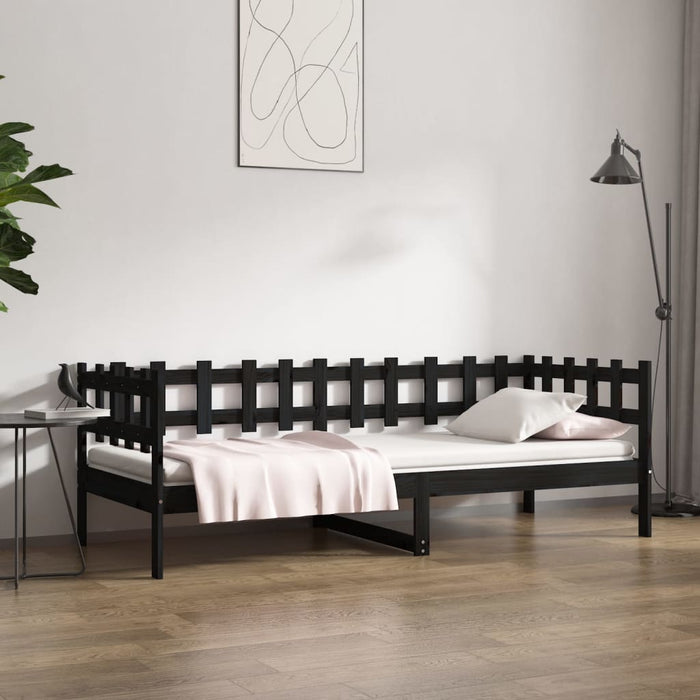 Day Bed without Mattress Black 80x200 cm Solid Wood Pine