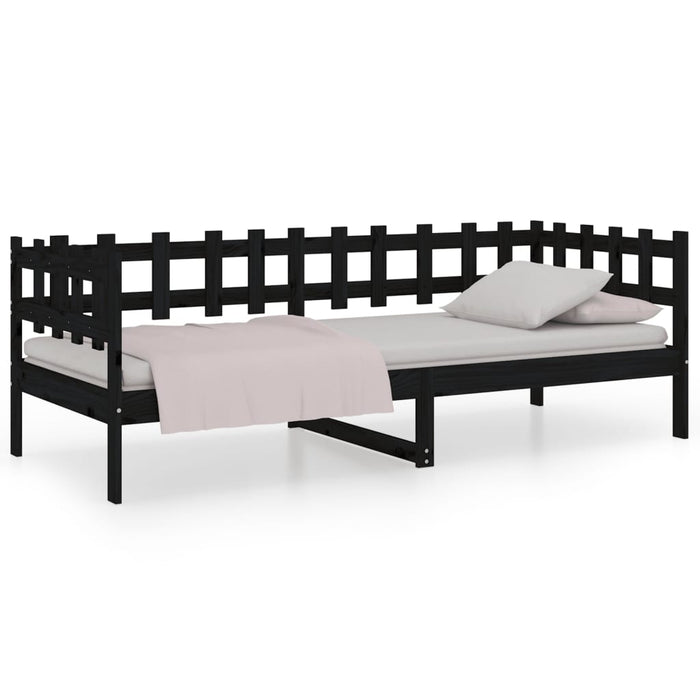 Day Bed without Mattress Black 90x200 cm Solid Wood Pine