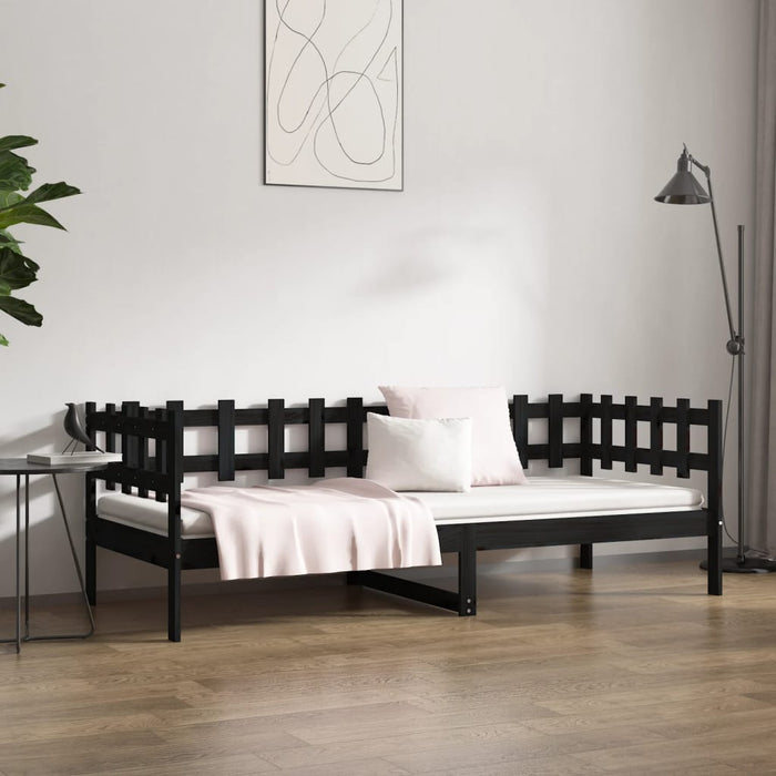 Day Bed without Mattress Black 90x200 cm Solid Wood Pine