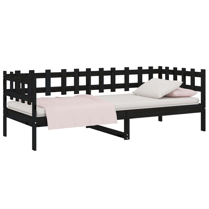 Day Bed without Mattress Black 90x190 cm Single Solid Wood Pine