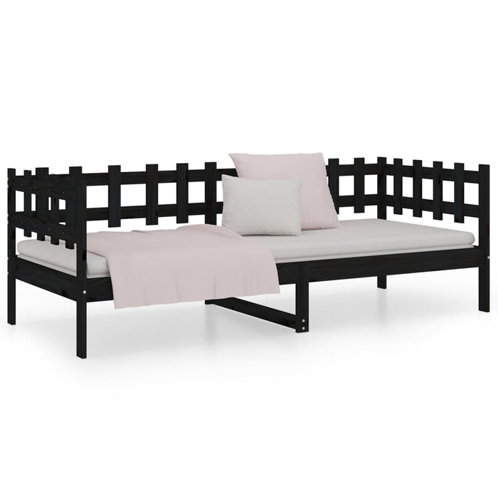 Day Bed without Mattress Black 90x190 cm Single Solid Wood Pine