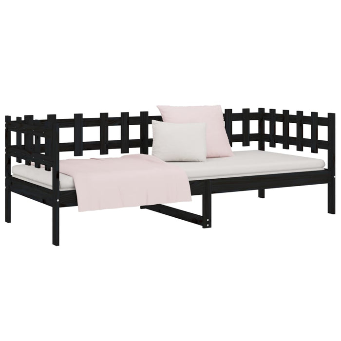 Day Bed without Mattress Black 90x190 cm Single Solid Wood Pine