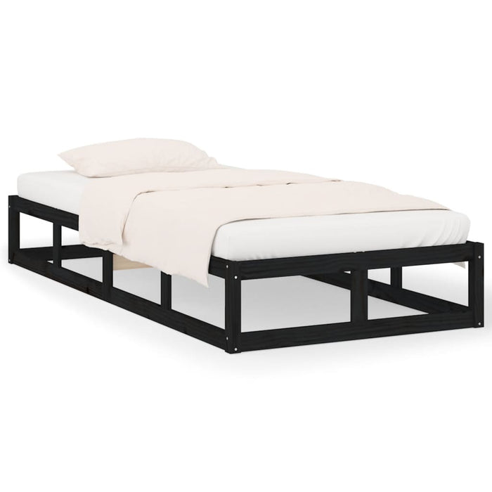 Bed Frame without Mattress Black 90x200 cm Solid Wood