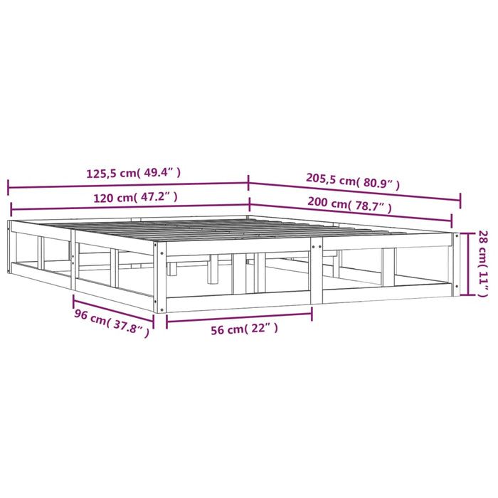 Bed Frame without Mattress 120x200 cm Solid Wood